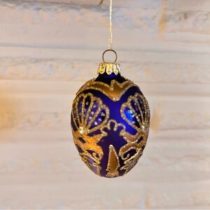 Faberge Inspired Elegant Purple and Gold Holiday Ornament